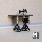 1:12 Scale Miniature Treadle Sewing Machine with Table, 3-1/16 inch tall, DIY Dollhouse Supply (black)