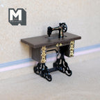 1:12 Scale Miniature Treadle Sewing Machine with Table, 3-1/16 inch tall, DIY Dollhouse Supply (black)