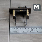 1:12 Scale Miniature Treadle Sewing Machine with Table, 3-1/16 inch tall, DIY Dollhouse Supply (black)