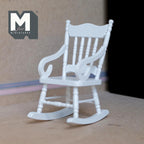 Miniatura a escala 1:12 de mecedora de madera con respaldo de husillos, 3-11/16 inch de alto, suministros DIY para casa de muñecas (blanco) (i034)