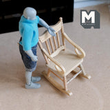 Dollhouse Supplies Rocking Chair 1:12 Scale Miniature Furniture Rocker 3-11/16 inch tall (wood) (pine) - i036