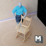 Dollhouse Supplies Rocking Chair 1:12 Scale Miniature Furniture Rocker 3-11/16 inch tall (wood) (pine) - i036