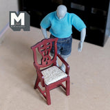 Dollhouse Supplies Carver Chair with Silver Linen Pad 1:12 Scale Miniature Furniture Dining Chair 3-13/16 inch tall (wood) (brown) - D005