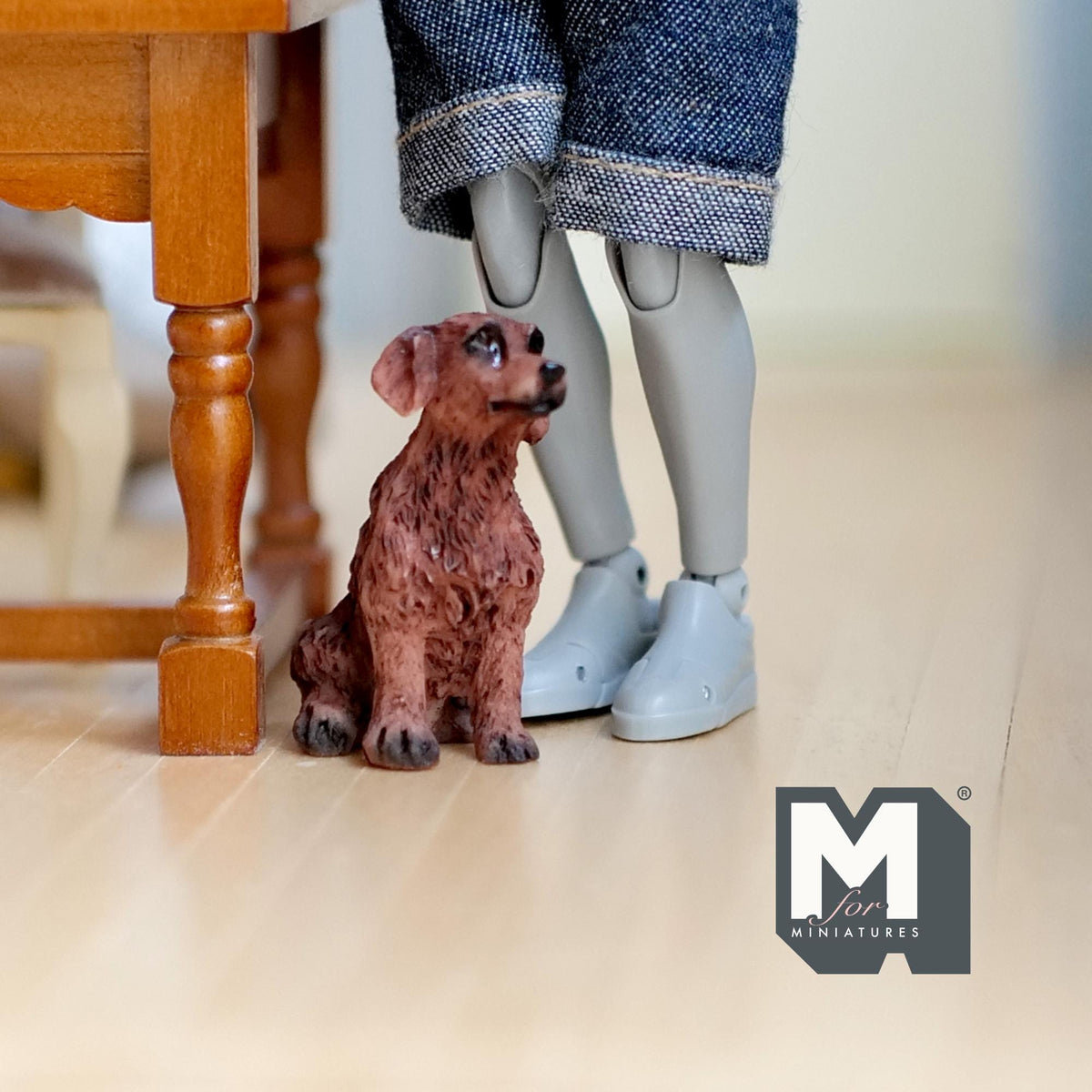 1:12 Scale Miniature Sitting Brittany Spaniel Puppy, 1-7/16 inch tall, DIY Dollhouse Supply (cast resin)