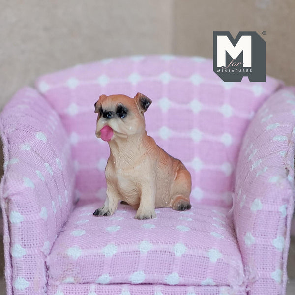 Miniature Sitting Pug 1:12 Scale Carlin 1-1/4 inch tall (cast resin) - C055