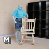 Dollhouse Supplies Rocking Chair 1:12 Scale Miniature Furniture Rocker 3-11/16 inch tall (wood) (pine) - i036