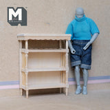 Dollhouse Bookshelf 1:12 Scale Unfinished Miniature Bookcase Dollhouse Bookstand Book Cabinet 3-15/16 inch tall (wood) - i036