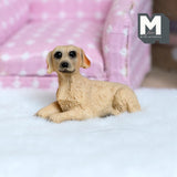 Miniature Laying Labrador 1:12 Scale Retriever 1-5/8 inch long (cast resin) (pale yellow) - C055