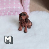 Miniature Sitting Cocker Spaniel 1:12 Scale Weiner Dog 1-7/16 inch tall (cast resin) (brown) -