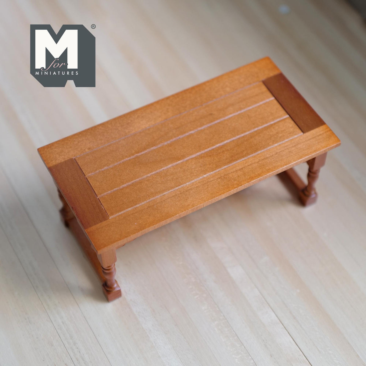 1:12 Scale Miniature Refectory Dining Table, Turned Legs, Stretchers, 5-13/16 inch long, DIY Dollhouse Supply (wood) (stained)