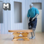 Miniatura in scala 1:12 tavolino ovale in legno, base a cavalletto, 3-13/16 inch di lunghezza, accessori fai da te per casa delle bambole (pino) (tinto)