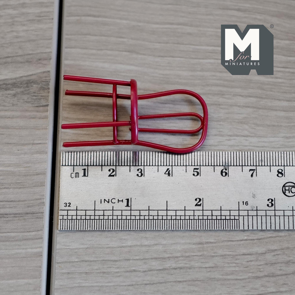 1:12 Scale Miniature Wire Back Kids Chair, 2 inch tall, DIY Dollhouse Supply (metal) (red)