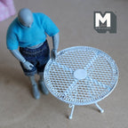 Miniature Wire Garden Table 1:12 Scale Dollhouse Supplies Fairy Garden Furniture 2-5/16 inch tall  (white) - K025