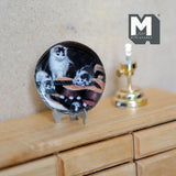 Miniature Ceramic Playing Cats Platter with Metal Stand 1-7/16 inch dia. (style d) - E086