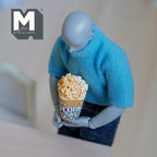 1:12 Scale Miniature Popcorn Bucket with Popcorn, Large Size, 1 inch tall, DIY Dollhouse Supply (resin) (yellow)