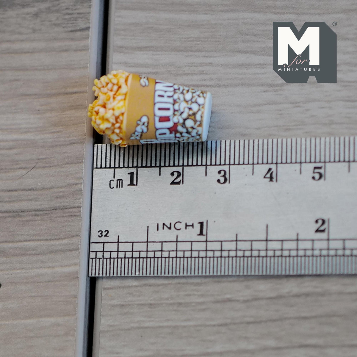1:12 Scale Miniature Popcorn Bucket with Popcorn, Large Size, 1 inch tall, DIY Dollhouse Supply (resin) (yellow)