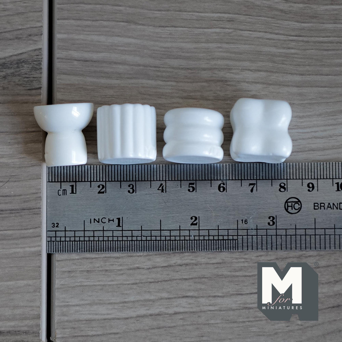 1:12 Scale Miniature Sculptural Vases, Set of 4, 13/16 inch tall, DIY Dollhouse Supply (resin) (white)