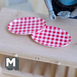 Miniature Large Oval Plate Set of 2 , 1:12 Scale Dollhouse Supplies Flatware 1-11/16 inch long (resin) (red) - A061