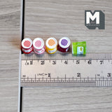 Miniature Fruit Jam Bottles Set of 5 , 1:12 Scale Dollhouse Supplies Food Bottles with Lids 1/2 inch tall (resin) - D050