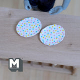 Miniature Oval Plate Set of 2 , 1:12 Scale Dollhouse Supplies Flatware 1-1/8 inch long (resin) (pink / blue) - A061