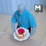 Miniature Sponge Cake Layered with Scalloped Flower Plate 1:12 Scale Dollhouse Dessert 15/16 inch dia. (resin) - E026