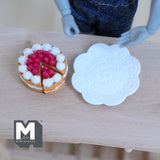 Miniature Sponge Cake Layered with Scalloped Flower Plate 1:12 Scale Dollhouse Dessert 15/16 inch dia. (resin) - E026