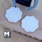 Miniature Scalloped Flower Plate Set of 2 , 1:12 Scale Dollhouse Supplies Large Size Plates 1-3/8 inch dia. (resin) - A061