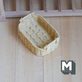 Miniature Woven Style Basket 1:12 Scale Rattan Style Basket 1-9/16 inch long (resin) (beige) - D050