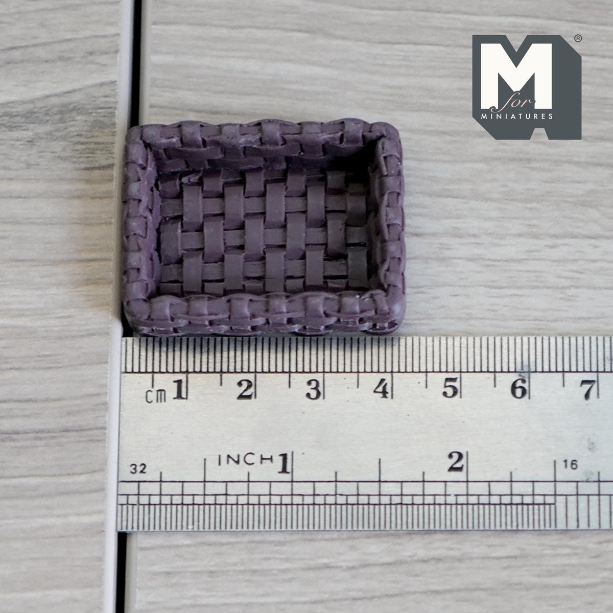 1:12 Scale Miniature Woven Pattern Tray, 1-5/8 inch long, DIY Dollhouse Supply (resin) (plum)