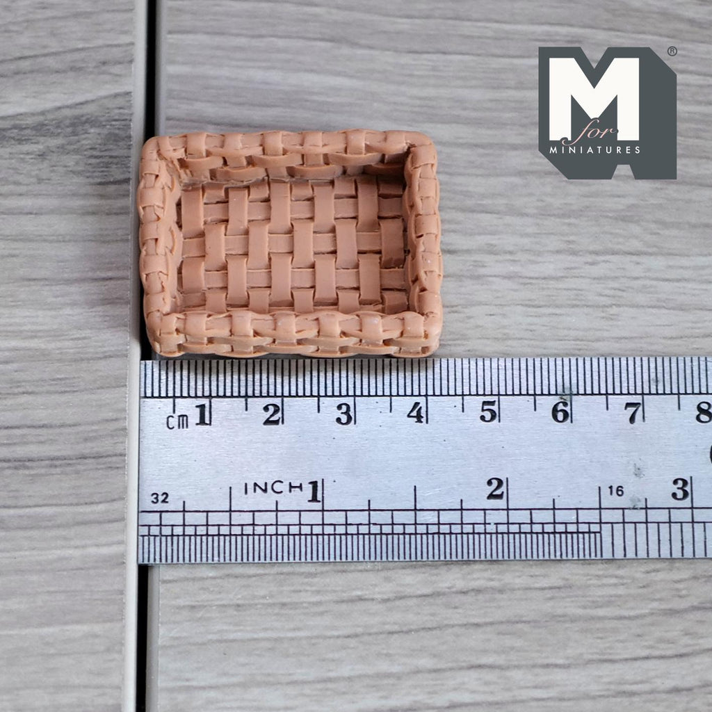 1:12 Scale Miniature Woven Pattern Tray, 1-5/8 inch long, DIY Dollhouse Supply (resin) (terracotta)