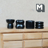 Miniature Sculptural Vases Set of 4 , 1:12 Scale Dollhouse Supplies Garden Flower Vase (resin) (black) - B047