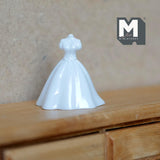 Miniature Wedding Dress Figurine 1:12 Scale Bridal Boutique 1-1/16 inch tall (resin) (white) - B086