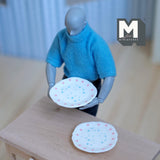 Miniature Large Plate Set of 2 , 1:12 Scale Miniature 1-3/8 inch dia. (resin) (pink / blue) - A061