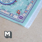 Schaal 1:12 miniatuur medaillonvloerkleed met franjes, bloemenhoeken, 6-1/2 inch lang, DIY-poppenhuisbenodigdheden (mintgroen)