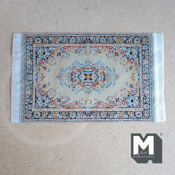 Dollhouse Supplies Miniature Persian Style Area Rug 1:12 Scale Living Room Carpet 6-7/16 inch long (beige) - Z10