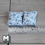 Miniature Floral Style Cushion Set of 2 1-5/8 inch wide (blue) - D010