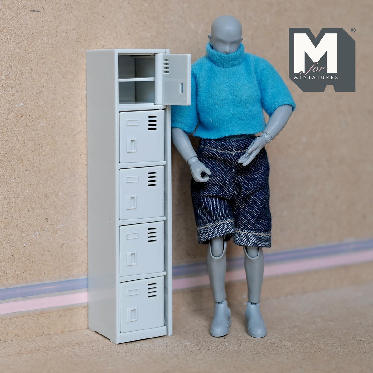1:12 Scale Miniature Cube Locker Cabinet, 5 Compartments, 5-1/16 inch tall, DIY Dollhouse Supply (white)