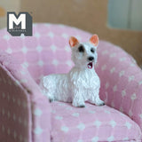 Miniature Laying Wire Fox Terrier 1:12 Scale Smooth Coat Terrier 1-1/2 inch long (cast resin) (white) -