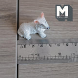 Miniature Laying Wire Fox Terrier 1:12 Scale Smooth Coat Terrier 1-1/2 inch long (cast resin) (white) -