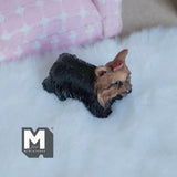 Miniature Standing Yorkshire Terrier 1:12 Scale Yorkie Dog 1-9/16 inch long (cast resin) (black and tan) -
