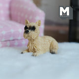 Miniature Laying Cairn Terrier 1:12 Scale West Highland Terrier 1-5/8 inch long (cast resin) (beige)
