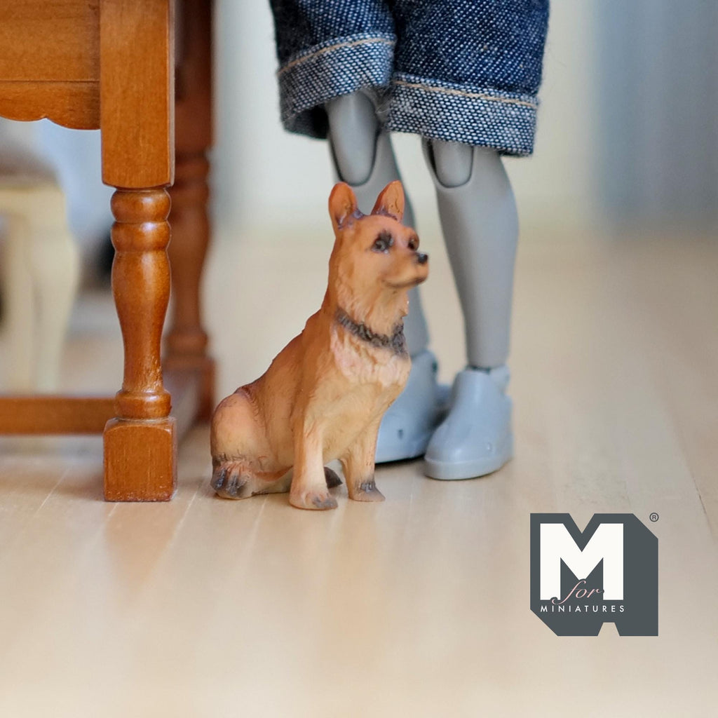 1:12 Scale Miniature Sitting Yorkshire Terrier Dog Figurine, 1-1/2 inch tall, DIY Dollhouse Supply (cast resin) (tan)