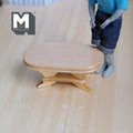 1:12 Scale Miniature Wood Oval Coffee Table, Trestle Base, 3-13/16 inch long, DIY Dollhouse Supply (pine) (stained)