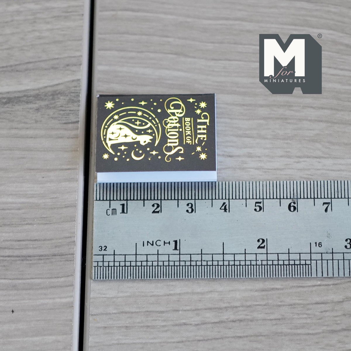 1:12 Scale Miniature Notebook with Blank Pages, Book of Potions Cover, 1-3/8 inch tall, DIY Dollhouse Supply (black)