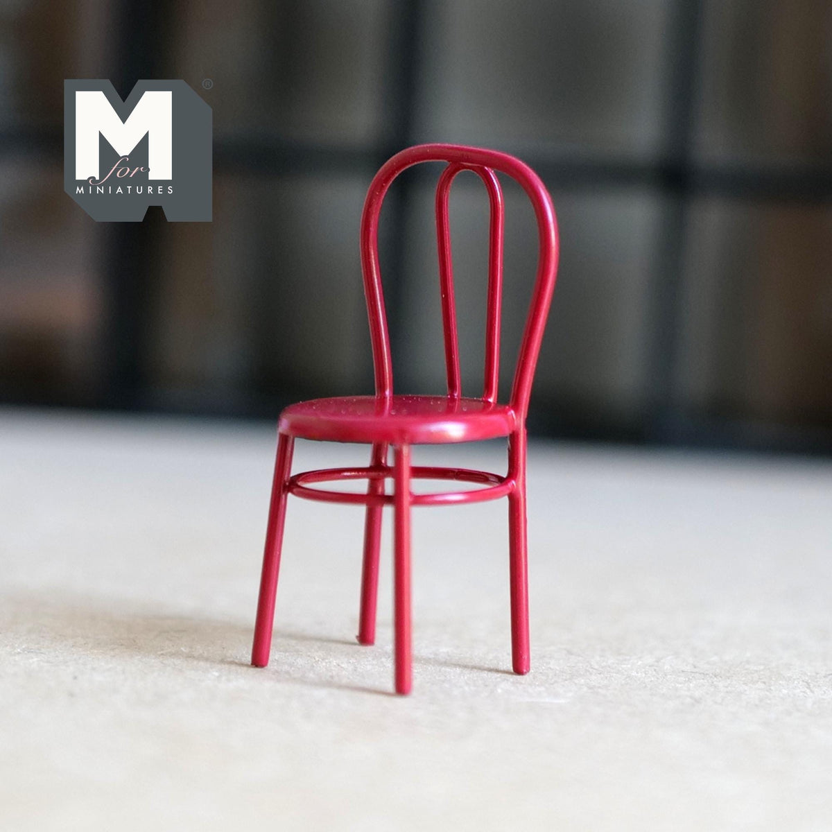 1:12 Scale Miniature Wire Back Kids Chair, 2 inch tall, DIY Dollhouse Supply (metal) (red)