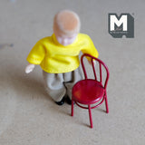 Miniature Wire Back Kids Chair 1:12 Scale Dollhouse Supplies Metal Children Chair 2 inch tall (metal) (red) - C091