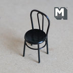 Miniatura in scala 1:12 sedia per bambini con schienale in filo, 2 inch di altezza, accessori fai da te per casa delle bambole (metallo) (nero)