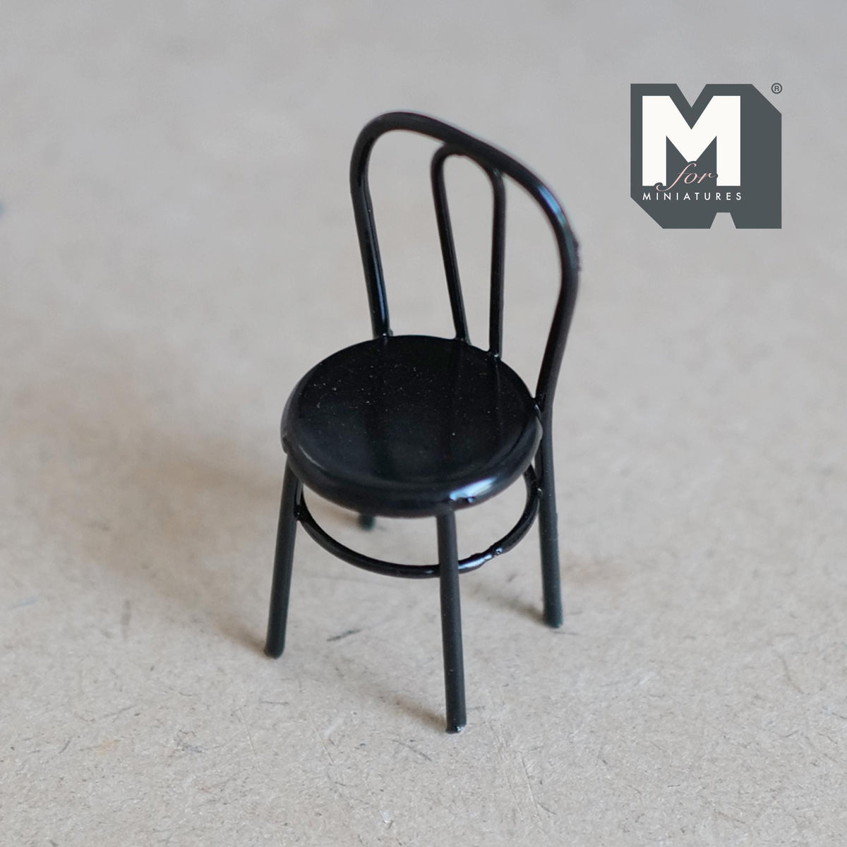 1:12 Scale Miniature Wire Back Kids Chair, 2 inch tall, DIY Dollhouse Supply (metal) (black)