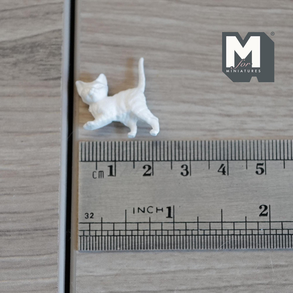 1:12 Scale Miniature Unpainted Kitten Figure, 1 inch long, DIY Dollhouse Supply (style C)