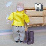 Miniature Kids Rain Boots 1:12 Scale Rubber Boots 1 inch tall  (brown) - B077